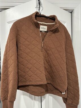 UpWest Quilted Half-Zip Pullover Jacket - Chestnut Brown
